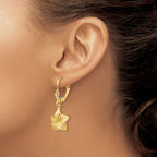 14K Yellow Gold Satin & Diamond-Cut Plumeria Dangle Earrings for Women