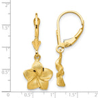 14K Yellow Gold Satin & Diamond-Cut Plumeria Dangle Earrings for Women