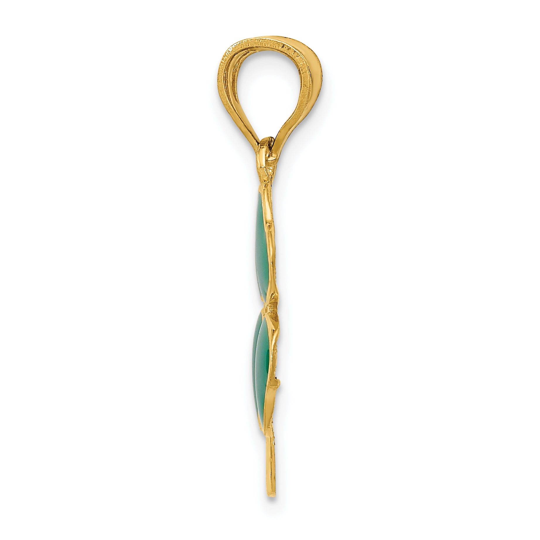 14K Gold Enameled Four Leaf Clover Pendant with Polished Finish Secondary image