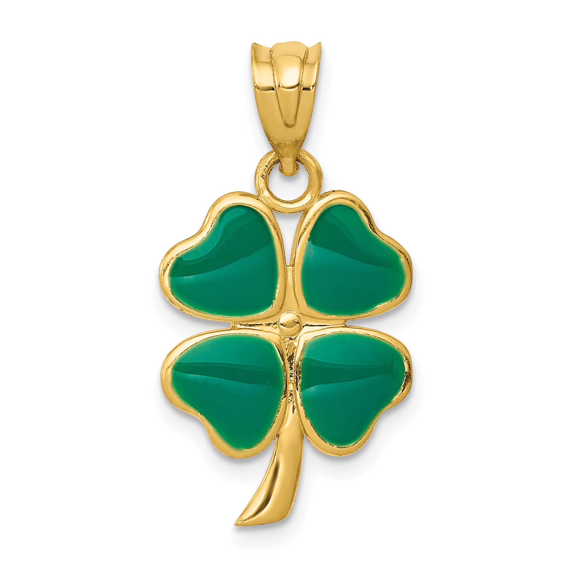 14k Enameled Four Leaf Clover Pendant Main image