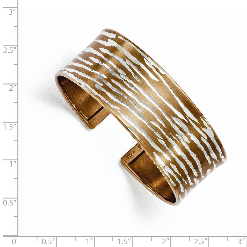 Sterling Silver Cuff Bracelet with Chocolate Rhodium Diamond-Cut Elegance