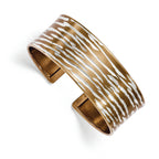 Sterling Silver w/Chocolate Rhodium Diamond-cut Cuff Bangle