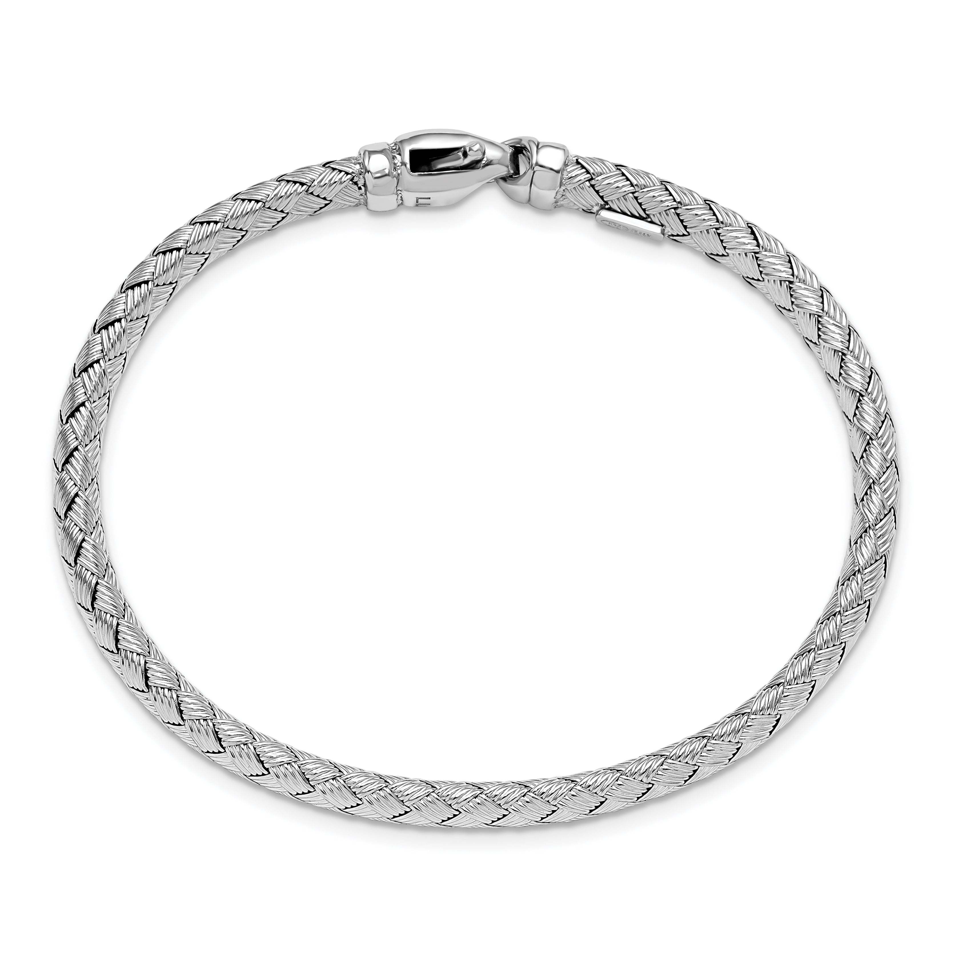 Sterling Rhodium-plated Weaved Silver Bangle Secondary image