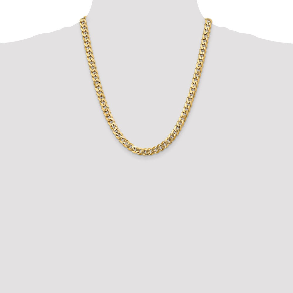 14K Gold Beveled Curb Chain Necklace with Lobster Clasp - 22 Inch