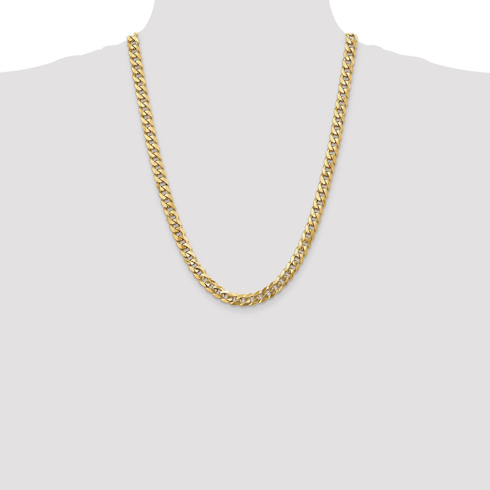 14K Gold Beveled Curb Chain Necklace with Lobster Clasp - 22 Inch