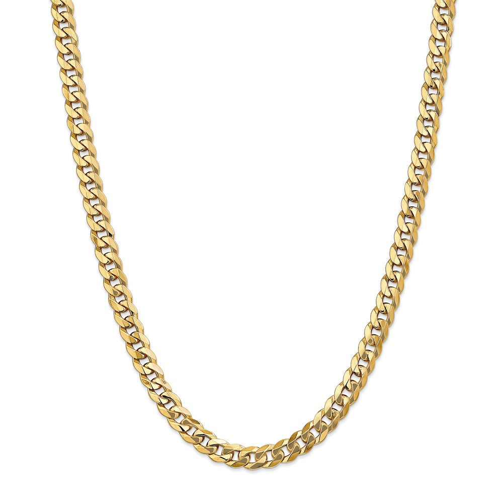14K Gold Beveled Curb Chain Necklace with Lobster Clasp - 22 Inch