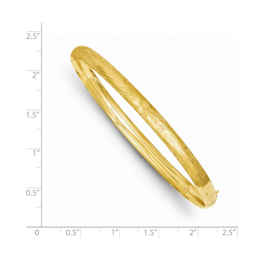 14K Gold Florentine Engraved Hinged Bangle with Safety Bar Secondary image