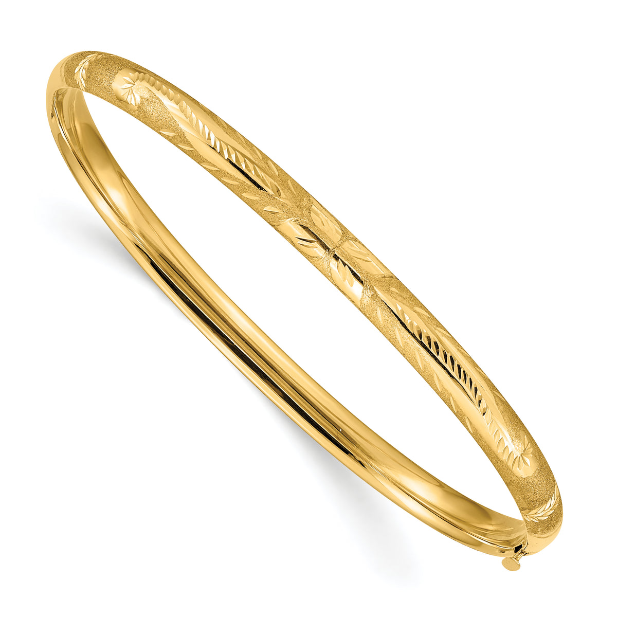 14k 3/16 Oversize Florentine Engraved Hinged Bangle Bracelet