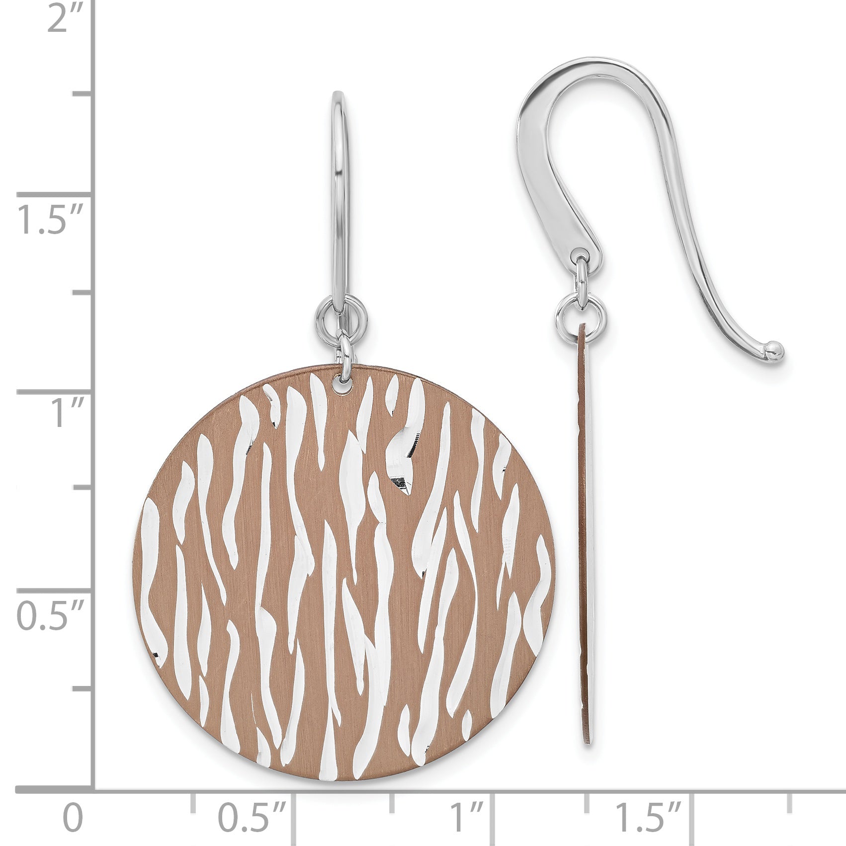 Sterling Silver 925 Drop Earrings with Chocolate Rhodium & Polished Finish