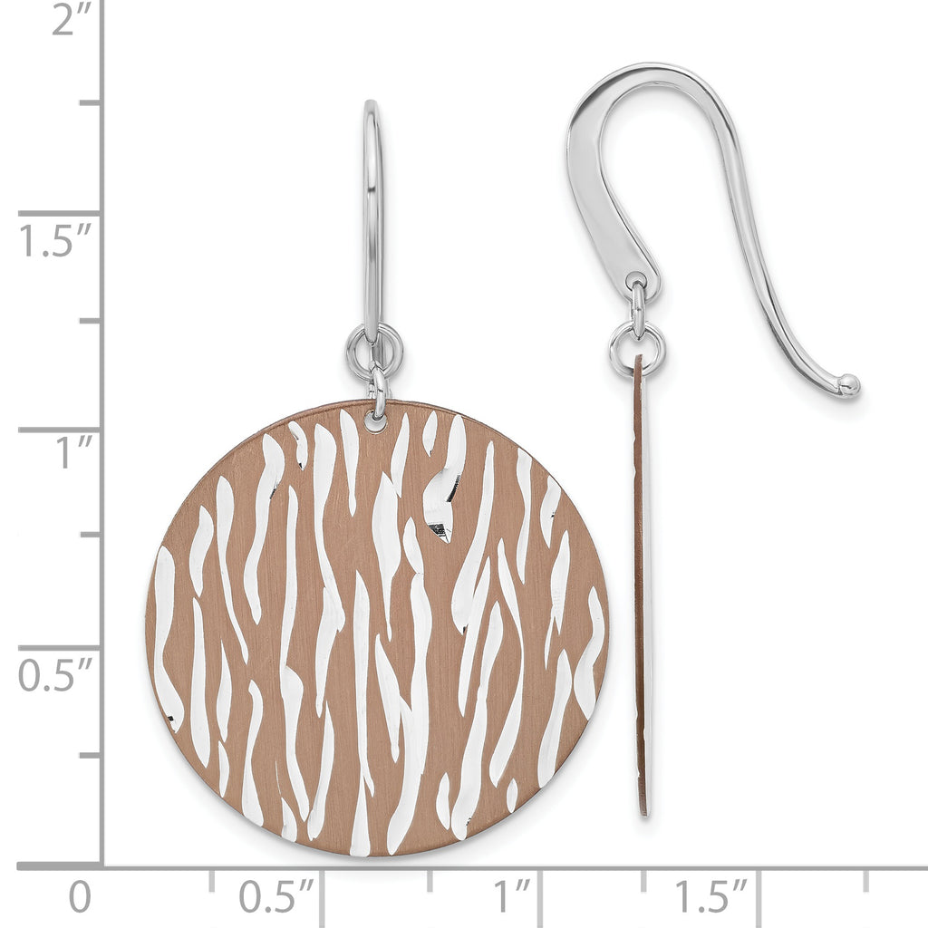 Sterling Silver 925 Drop Earrings with Chocolate Rhodium & Polished Finish