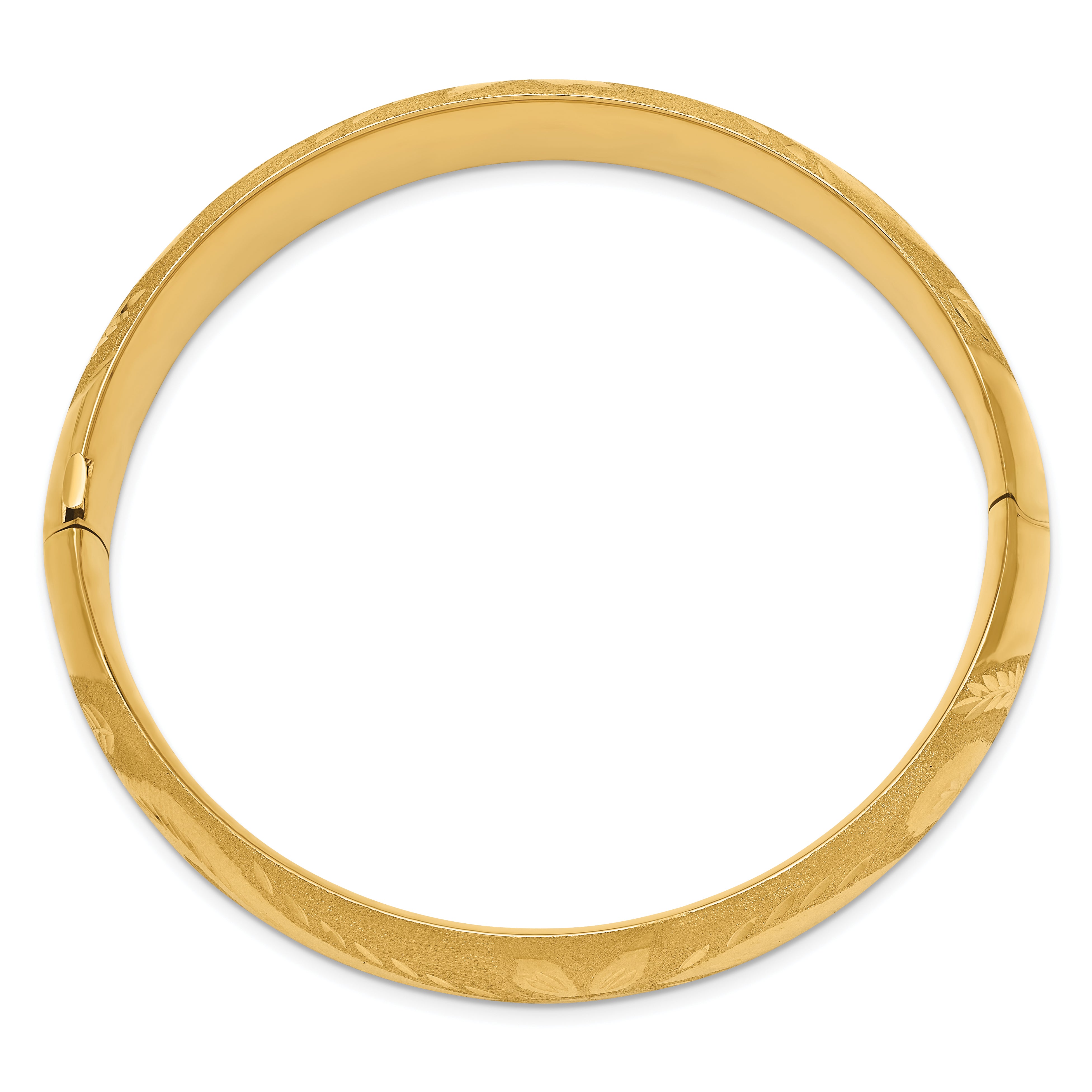 14k 9/16 Florentine Engraved Hinged Bangle Bracelet Secondary image
