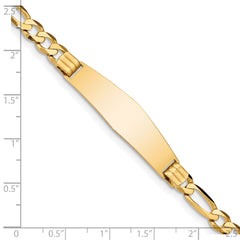 14k Figaro Soft Diamond Shape ID Bracelet