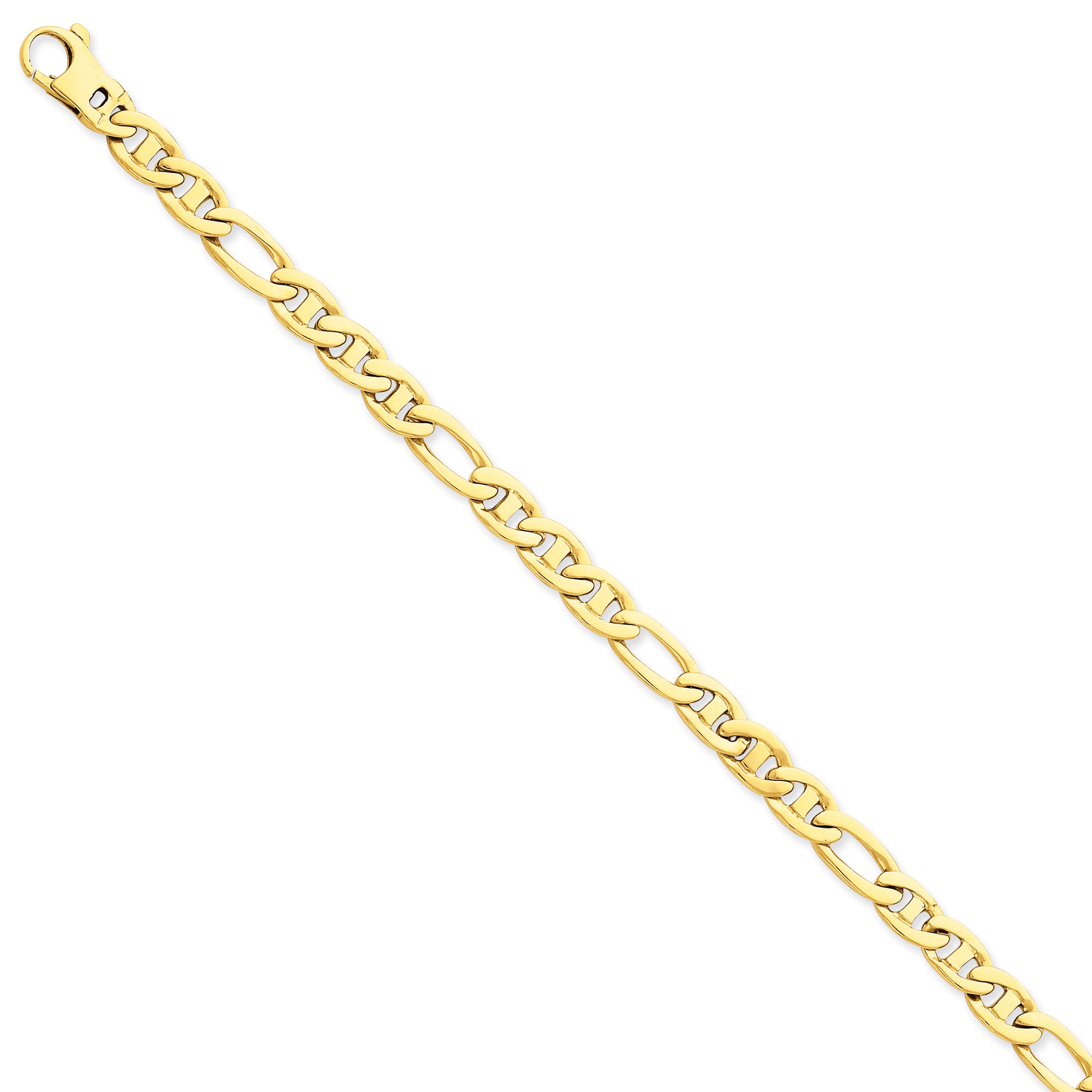 14k 6.5mm 8.25mm Solid Hand-Polished 3 & 1 Flat Anchor Bracelet Main image
