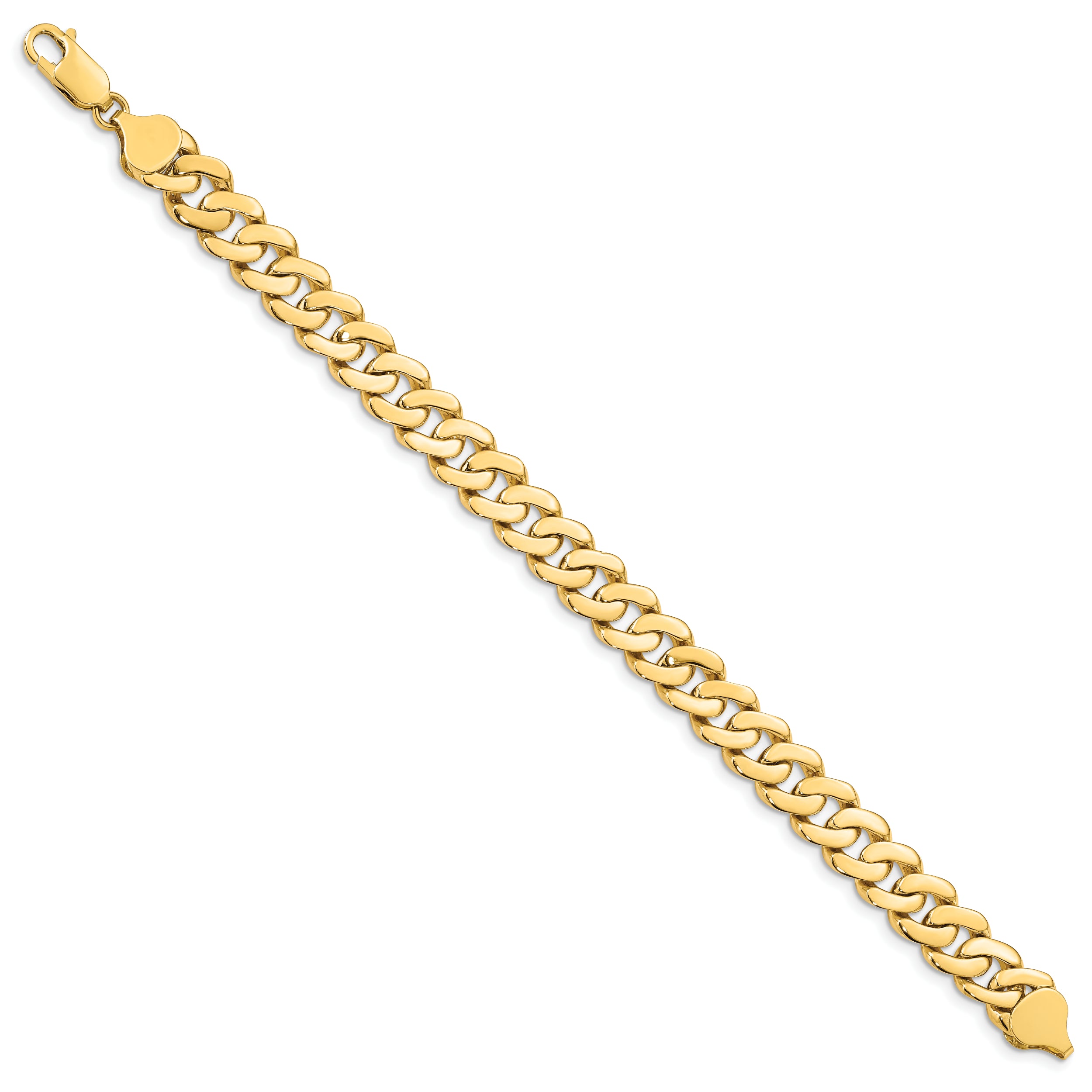 14k 8.5mm Solid Hand-Polished Fancy Link Bracelet