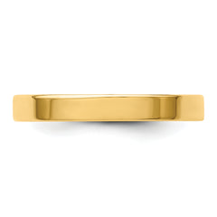 14k Yellow Gold 3mm Lightweight Flat Wedding Band Size 4 - 4