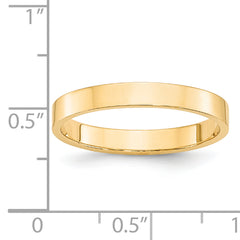 14k Yellow Gold 3mm Lightweight Flat Wedding Band Size 4 - 4