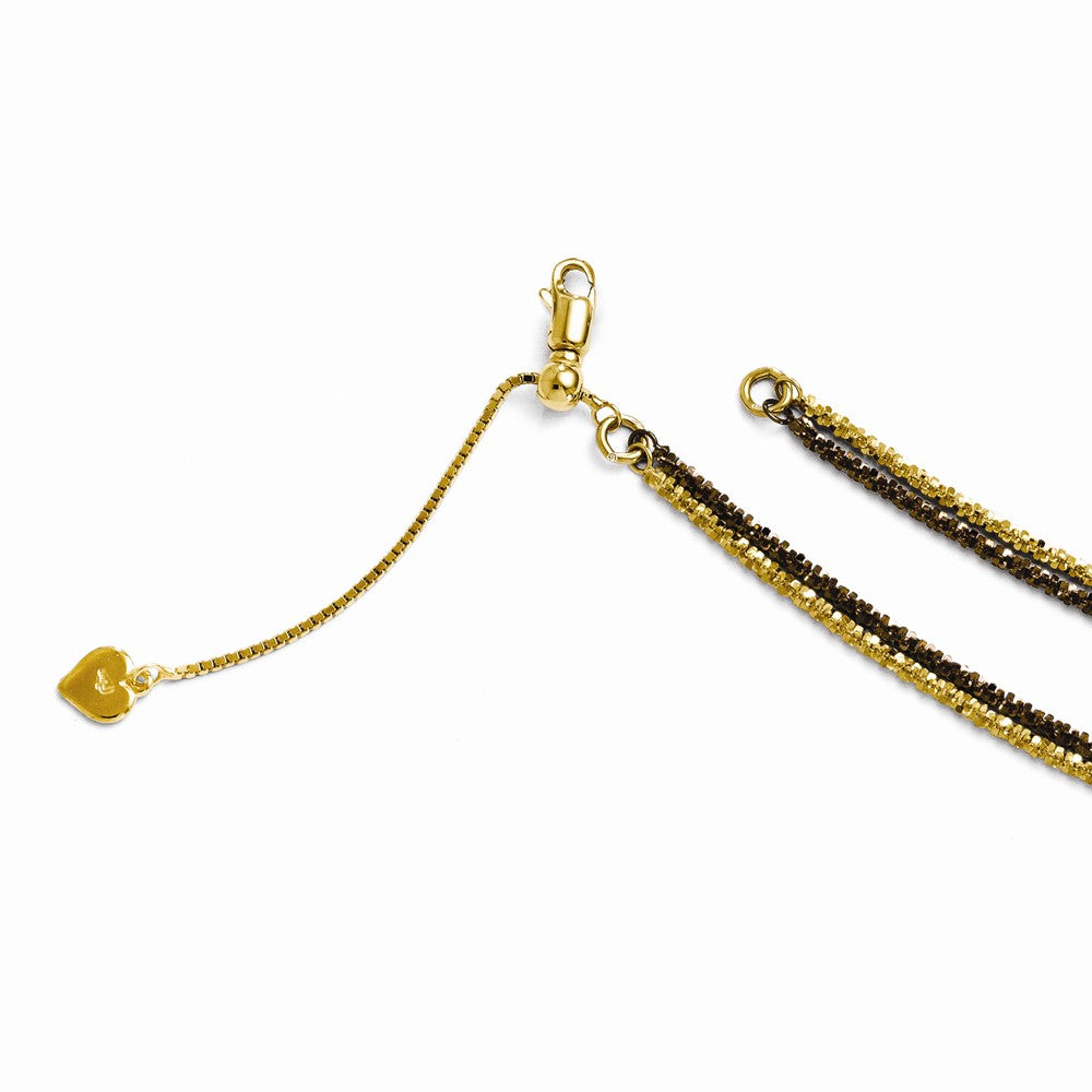 Leslie's Sterling Silver Brown/Gold-tone 14K Flash Plated Adj(18-20) Main image