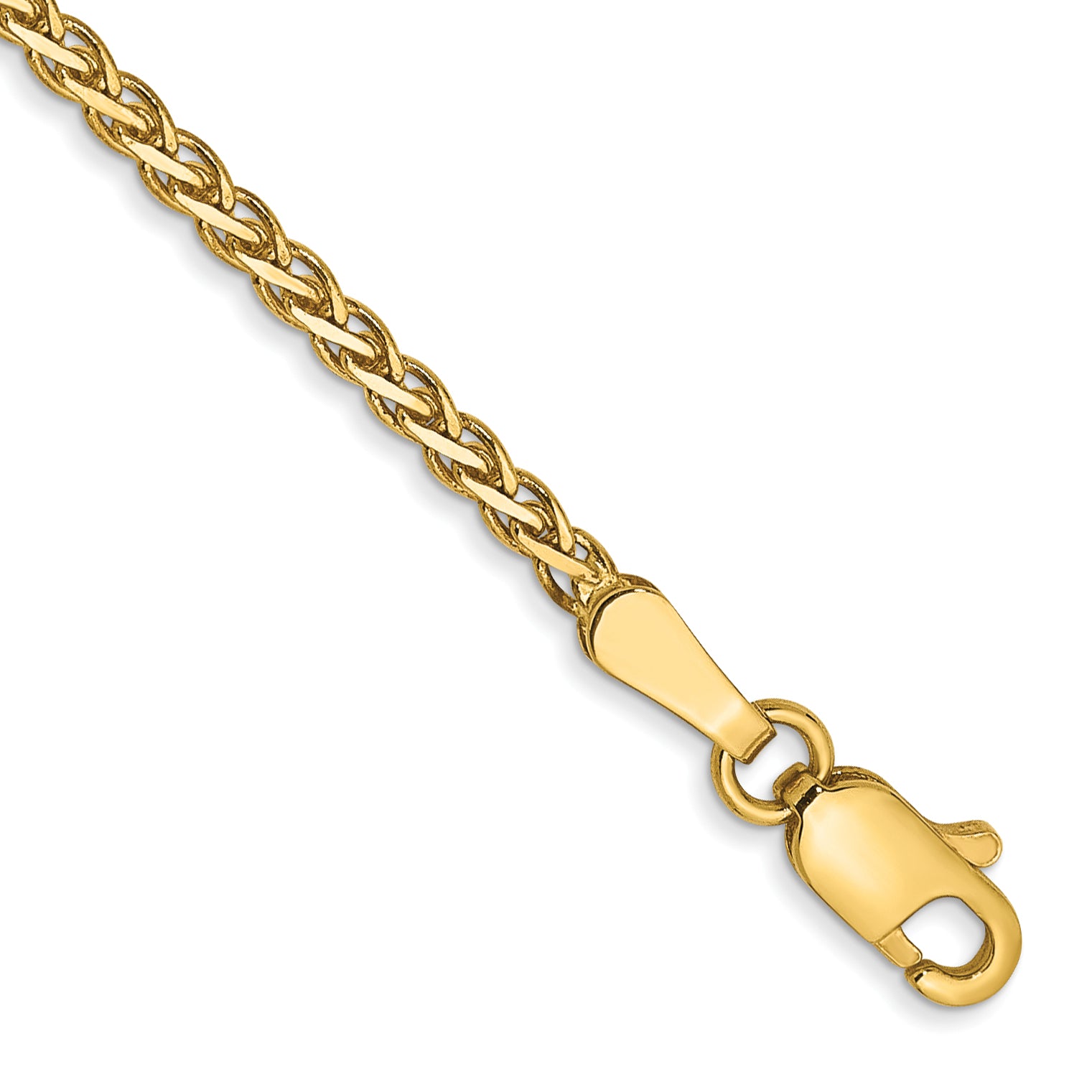 14K 7 inch 1.9mm Flat Wheat with Lobster Clasp Bracelet Main image