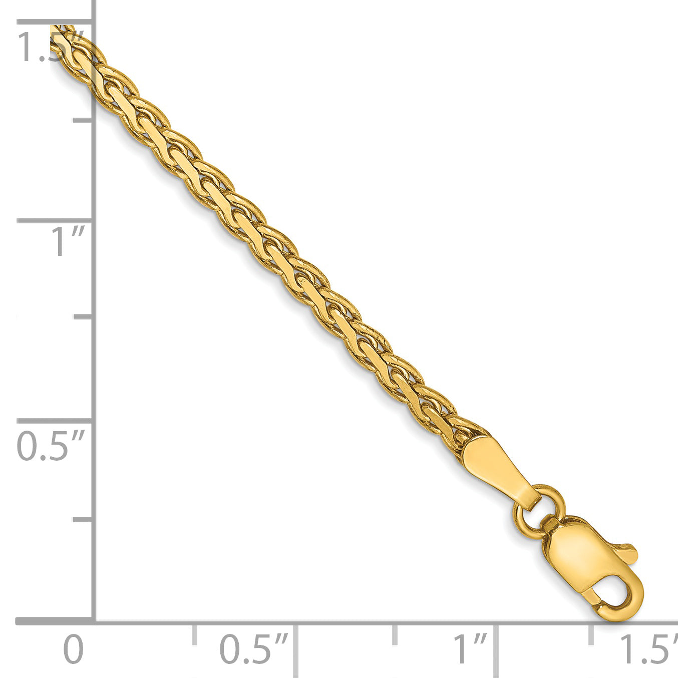 14K 7 inch 2.4mm Flat Wheat with Lobster Clasp Bracelet Secondary image