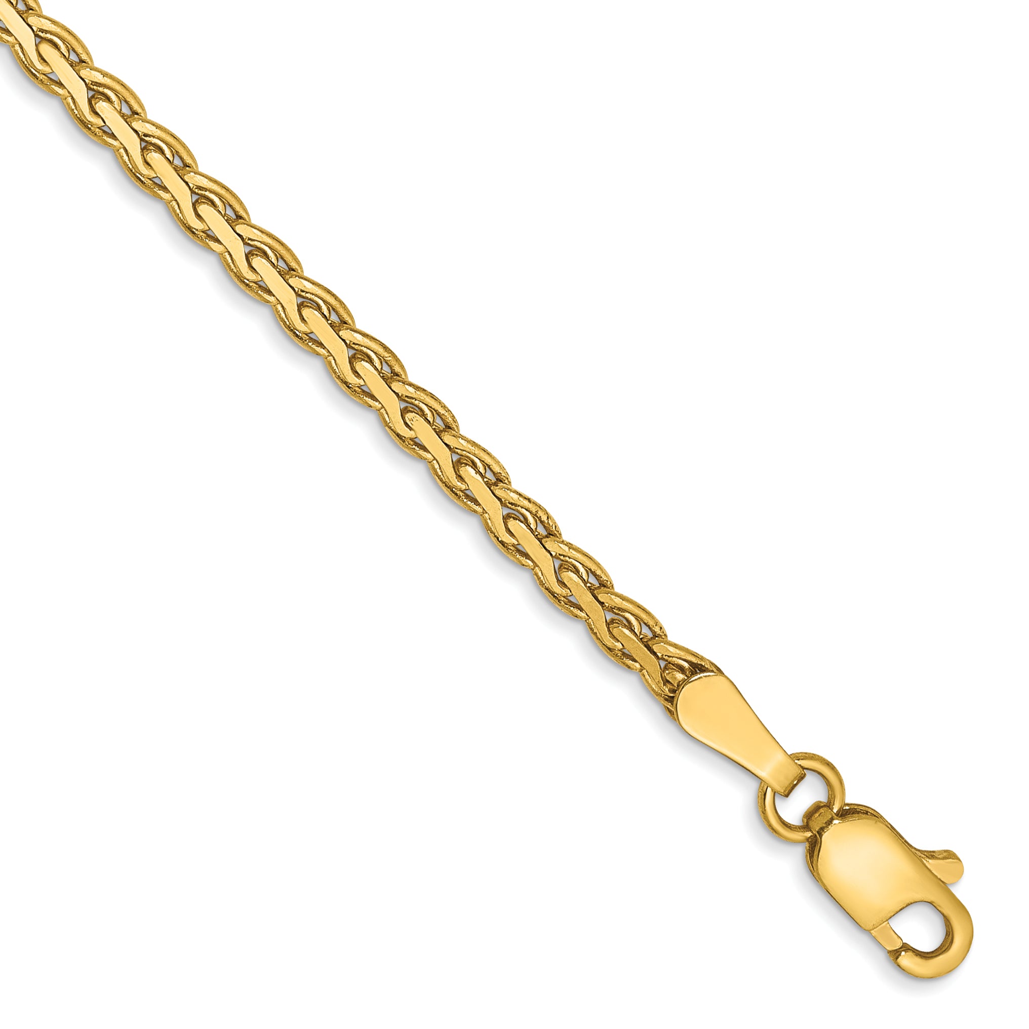 14K 7 inch 2.4mm Flat Wheat with Lobster Clasp Bracelet Main image