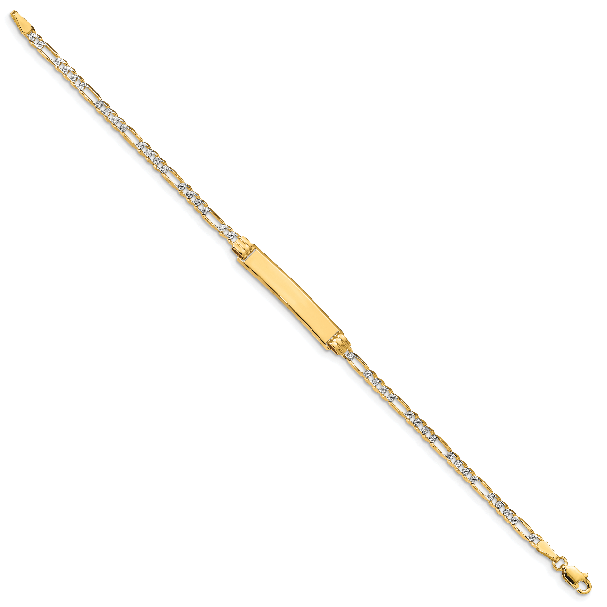 14k with Rhodium PavÃÂ¢Ã¢âÂ¬ÃÂ¡ Figaro ID Bracelet Secondary image
