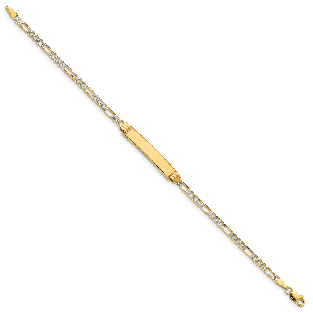 14k with Rhodium PavÃÂ¢Ã¢âÂ¬ÃÂ¡ Figaro ID Bracelet