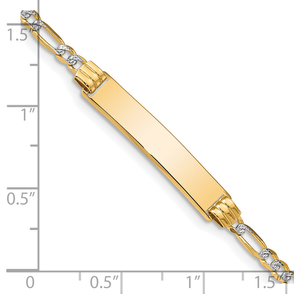 14k with Rhodium PavÃÂ¢Ã¢âÂ¬ÃÂ¡ Figaro ID Bracelet