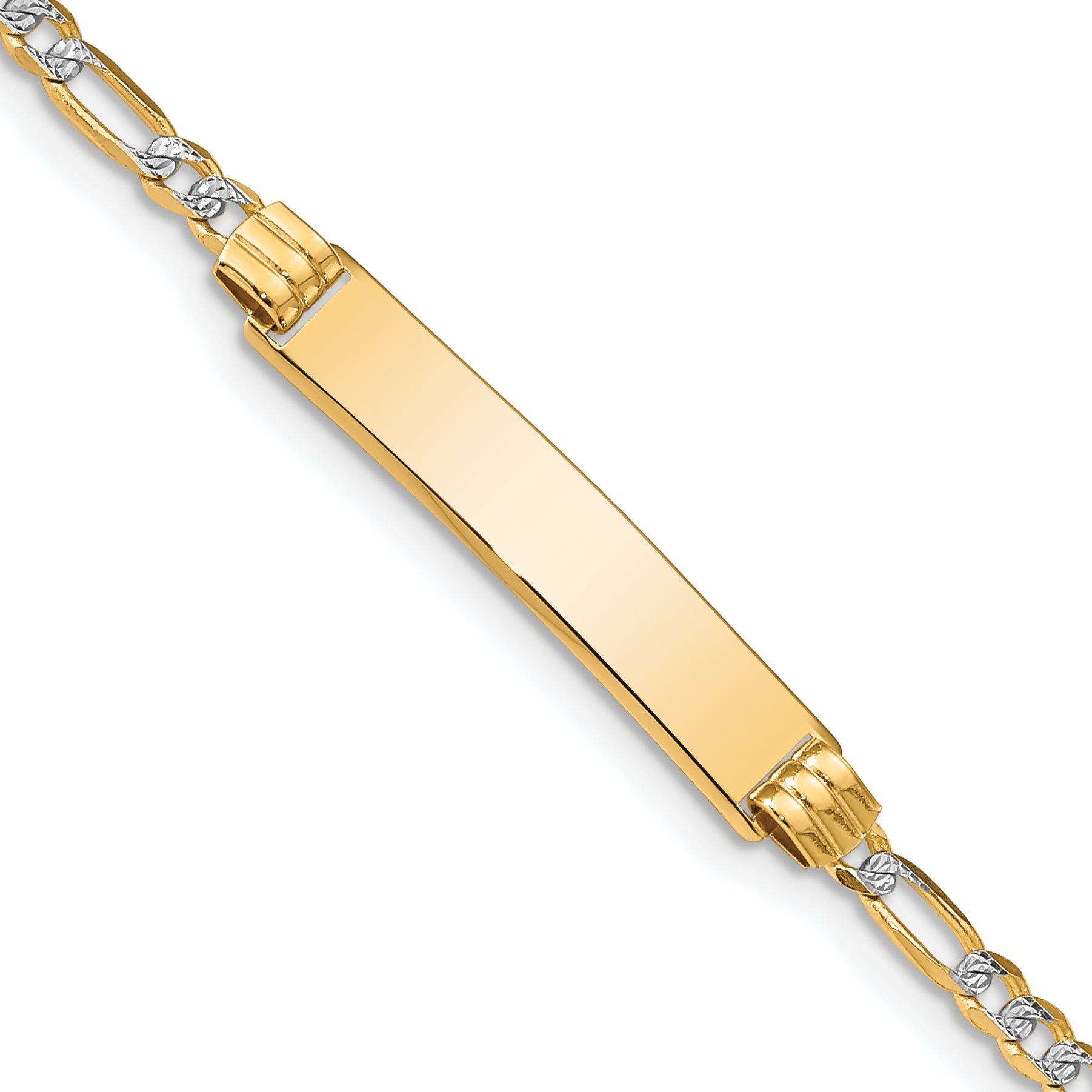 14k with Rhodium Pav‚ Figaro ID Bracelet Main image