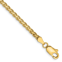 14K 7 inch 2.8mm Flat Wheat with Lobster Clasp Bracelet