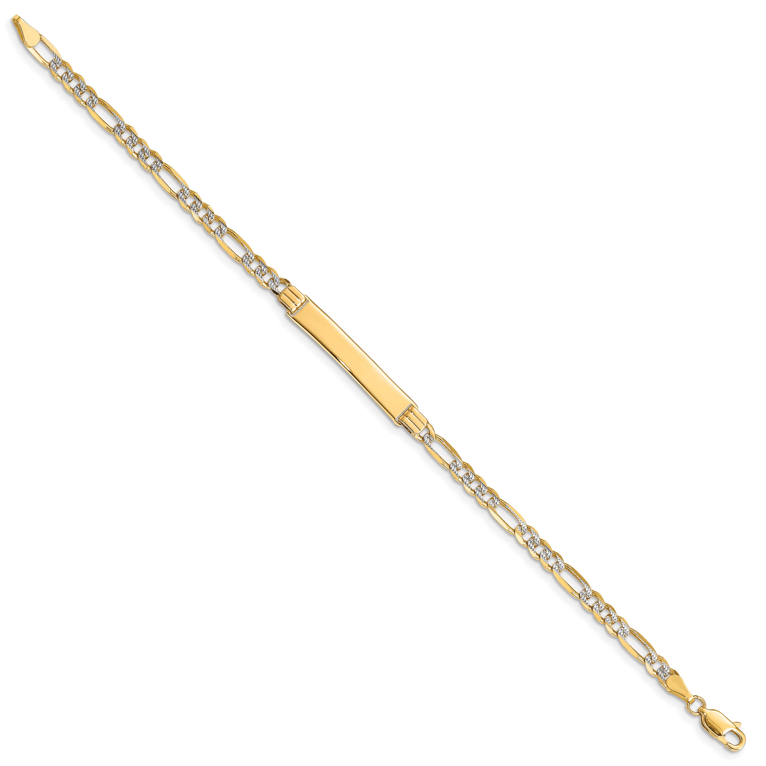 14k with Rhodium PavÃ¢â‚¬Å¡ Figaro ID Bracelet