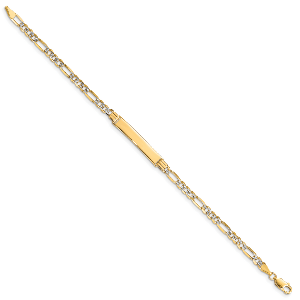 14k with Rhodium PavÃÂ¢Ã¢âÂ¬ÃÂ¡ Figaro ID Bracelet