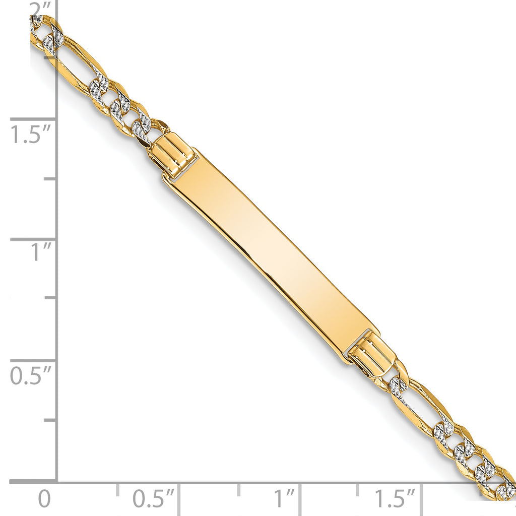 14k with Rhodium PavÃÂ¢Ã¢âÂ¬ÃÂ¡ Figaro ID Bracelet