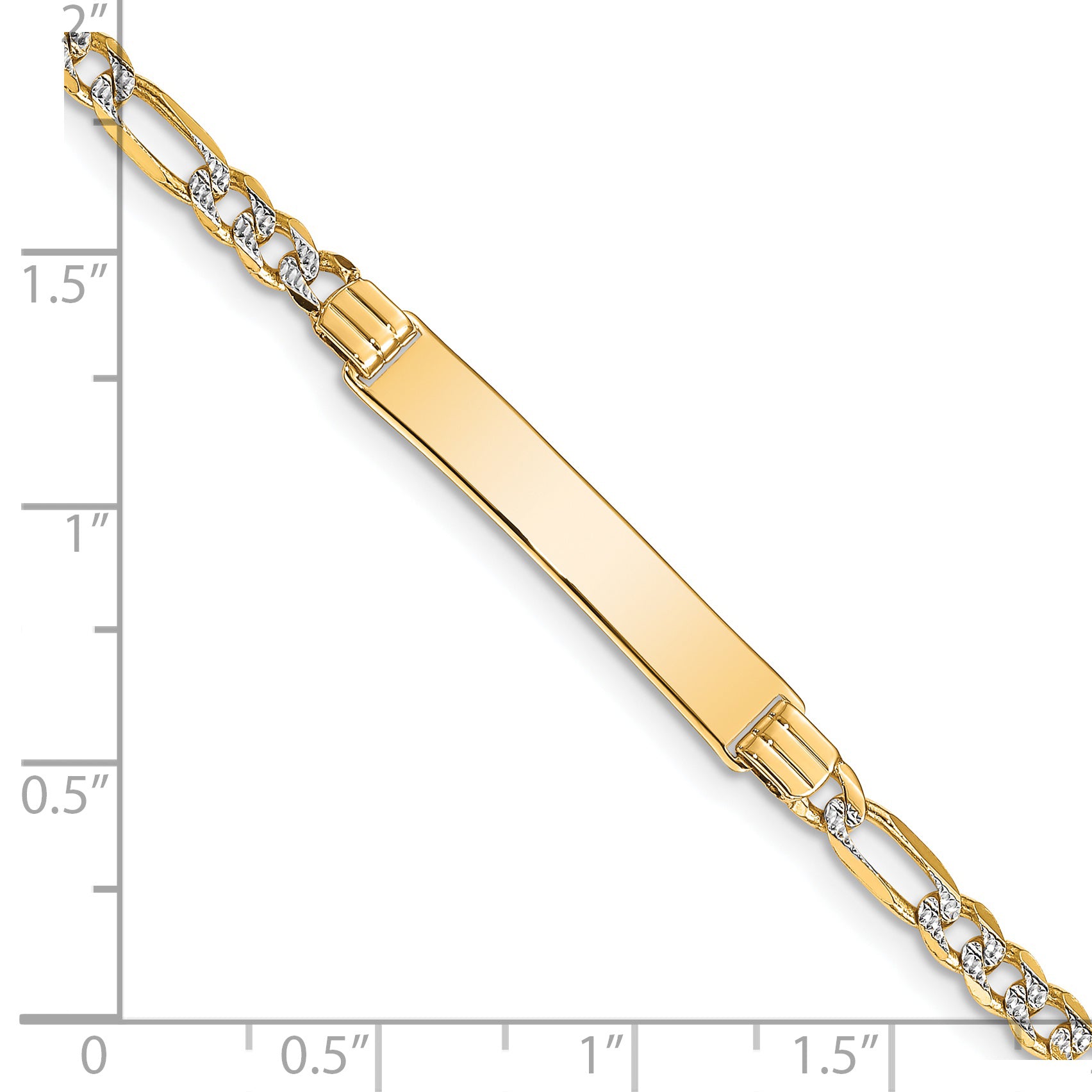 14k with Rhodium PavÃÂ¢Ã¢âÂ¬ÃÂ¡ Figaro ID Bracelet