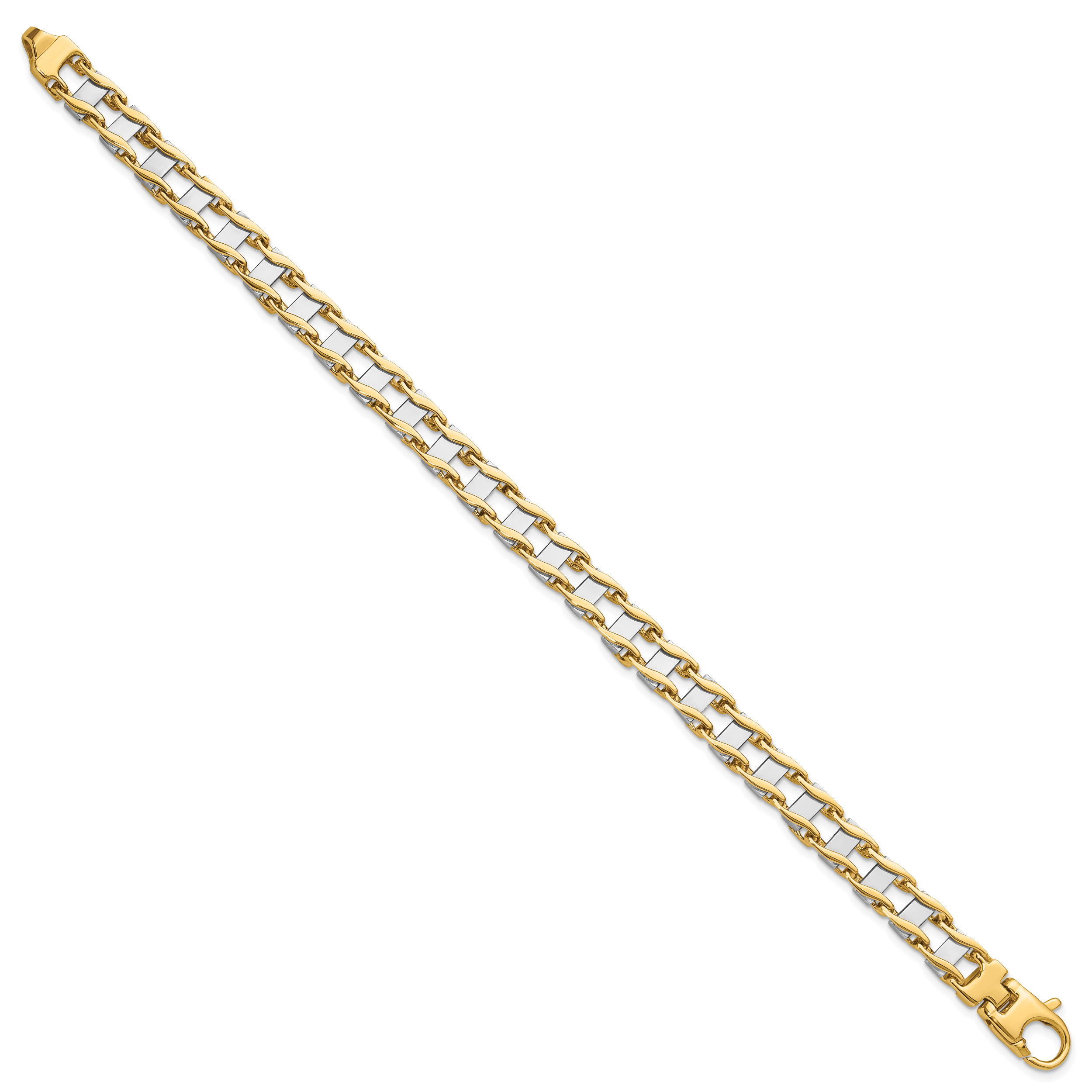 14k Two-tone 7.5mm Hand-polished Fancy Link Bracelet Secondary image
