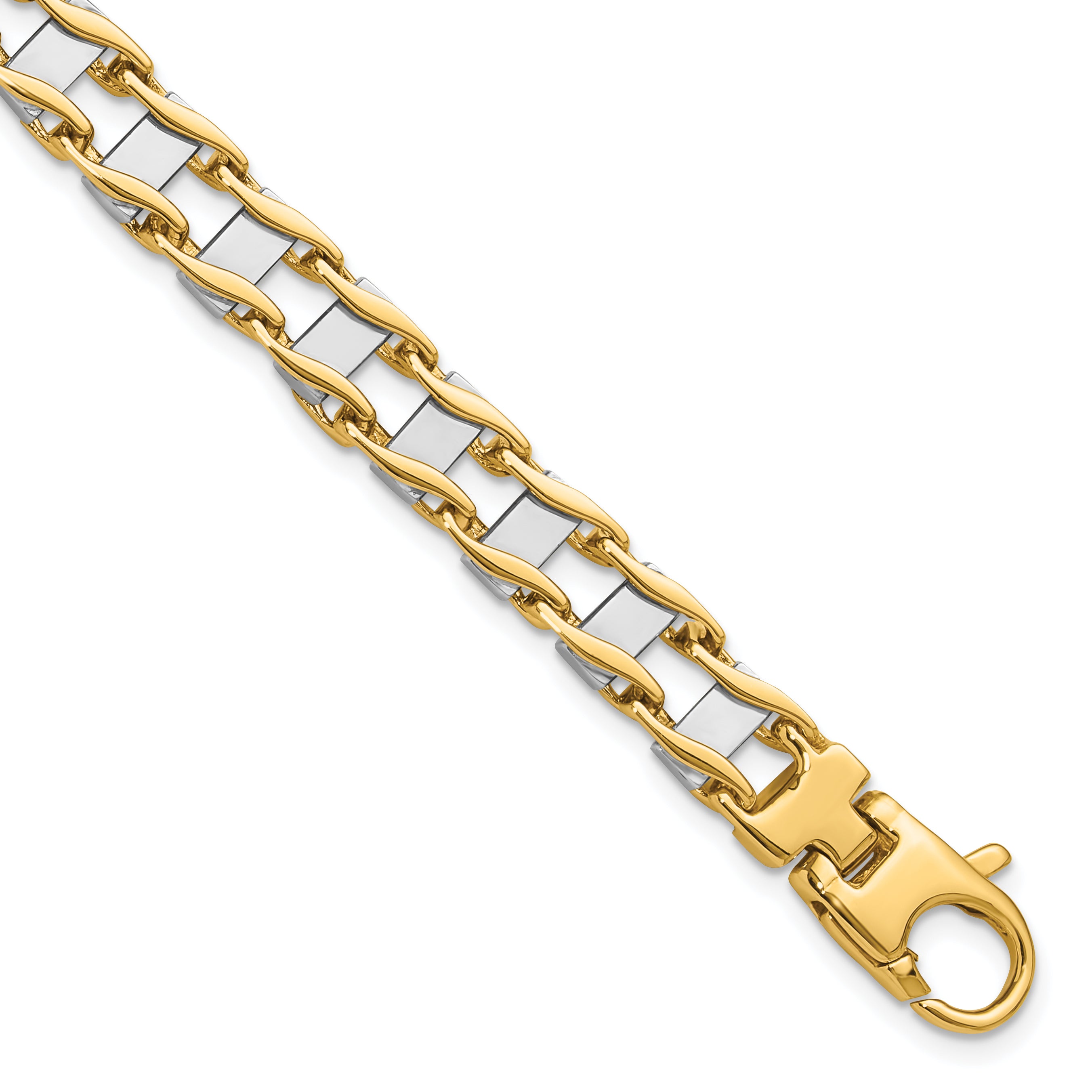 14k Two-tone 7.5mm Hand-polished Fancy Link Bracelet Main image