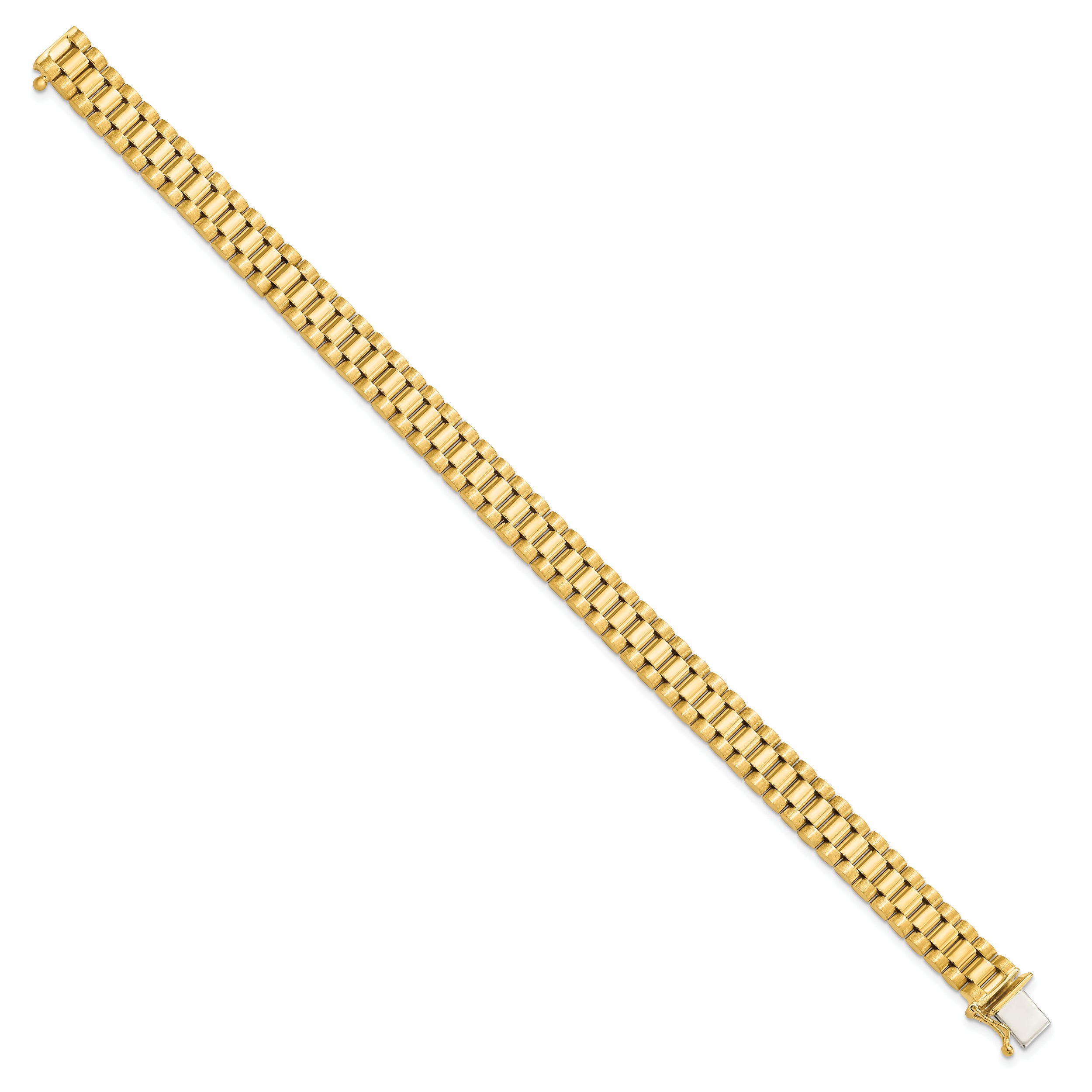 14K Men's Satin and Polished 8in Link Bracelet