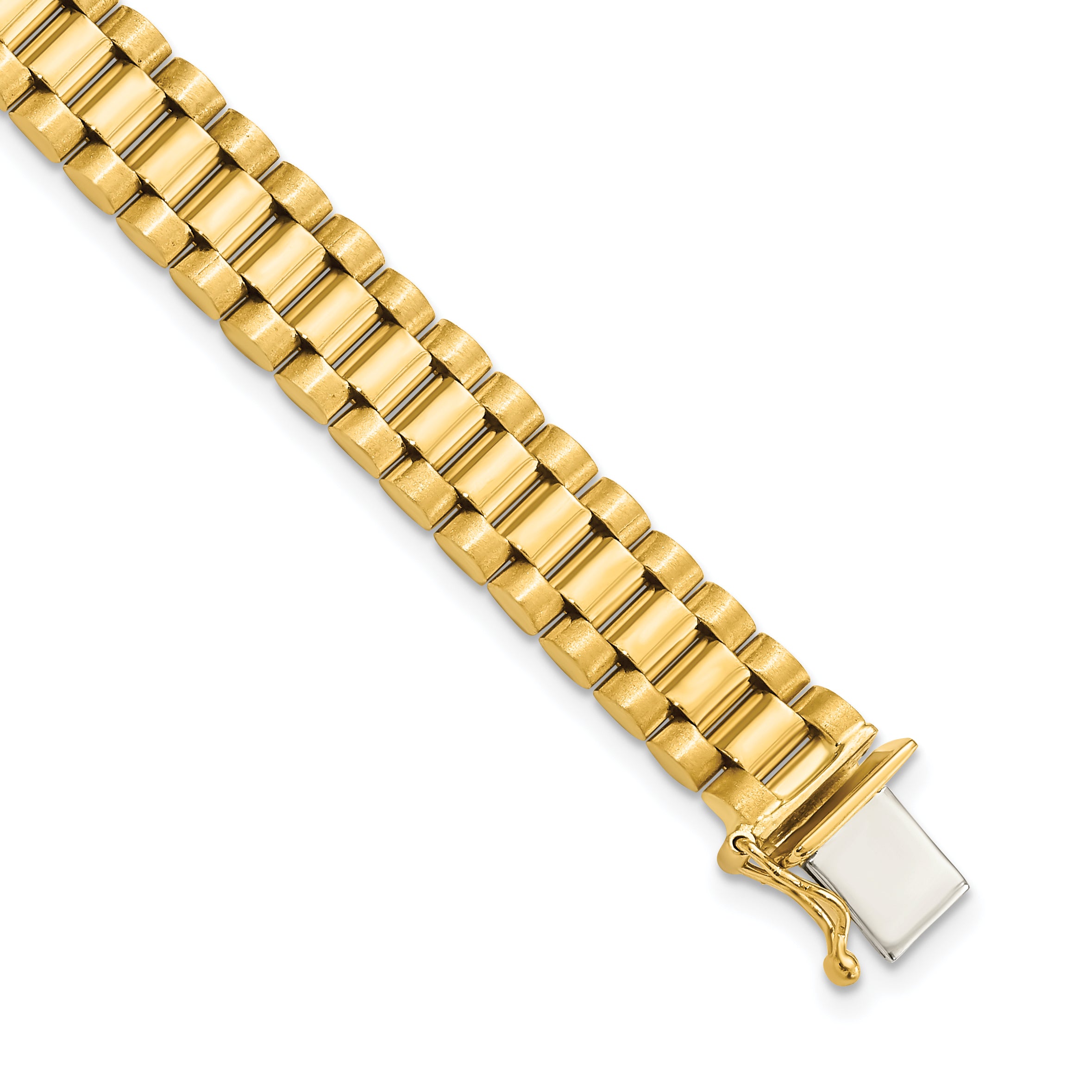 14K Men's Satin and Polished 8in Link Bracelet