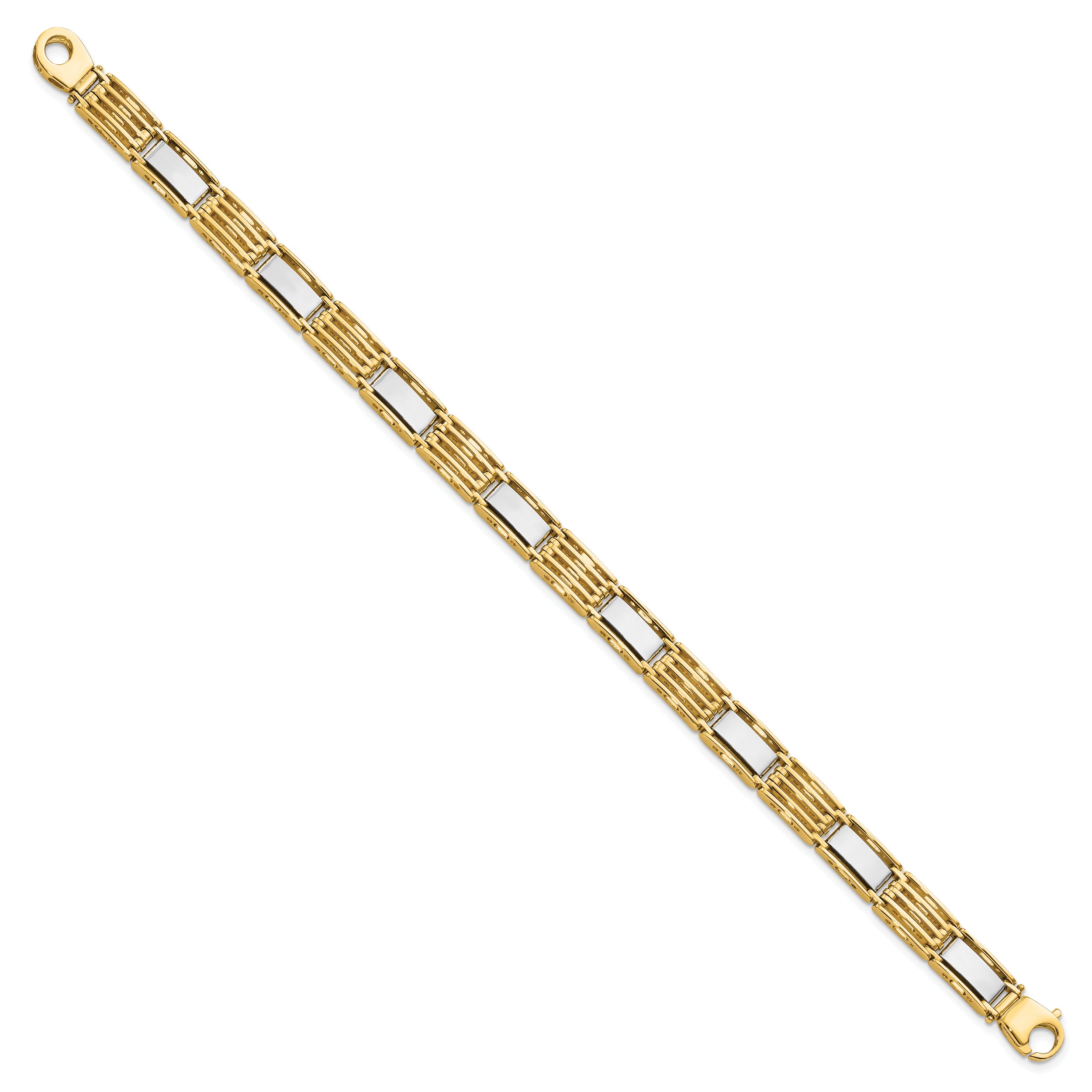 14k Two-tone High Polished 8.5in Mens Link Bracelet - 8.5