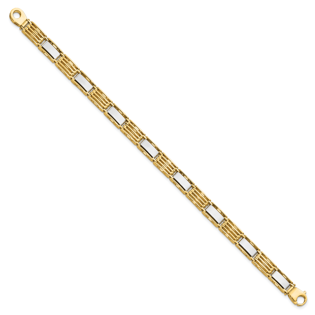 14k Two-tone High Polished 8.5in Mens Link Bracelet