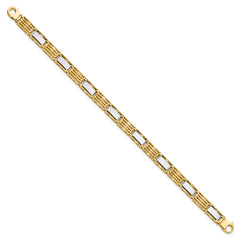 14k Two-tone High Polished 8.5in Mens Link Bracelet - 8.5