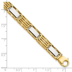 14k Two-tone High Polished 8.5in Mens Link Bracelet - 8.5