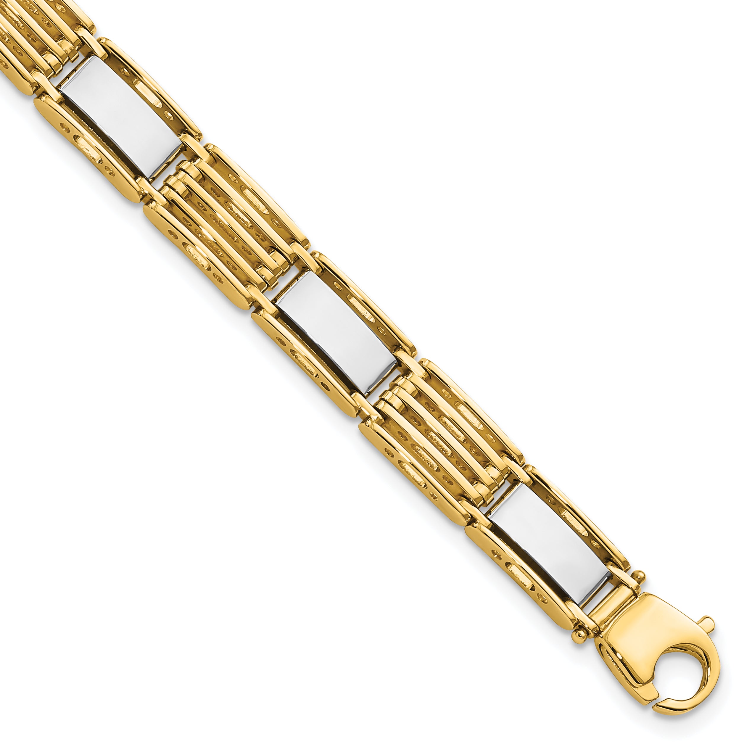 14k Two-tone High Polished 8.5in Mens Link Bracelet Main image