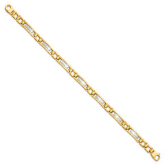 14k Two-tone Polished and Satin 8.5in Mens Link Bracelet - 8.5