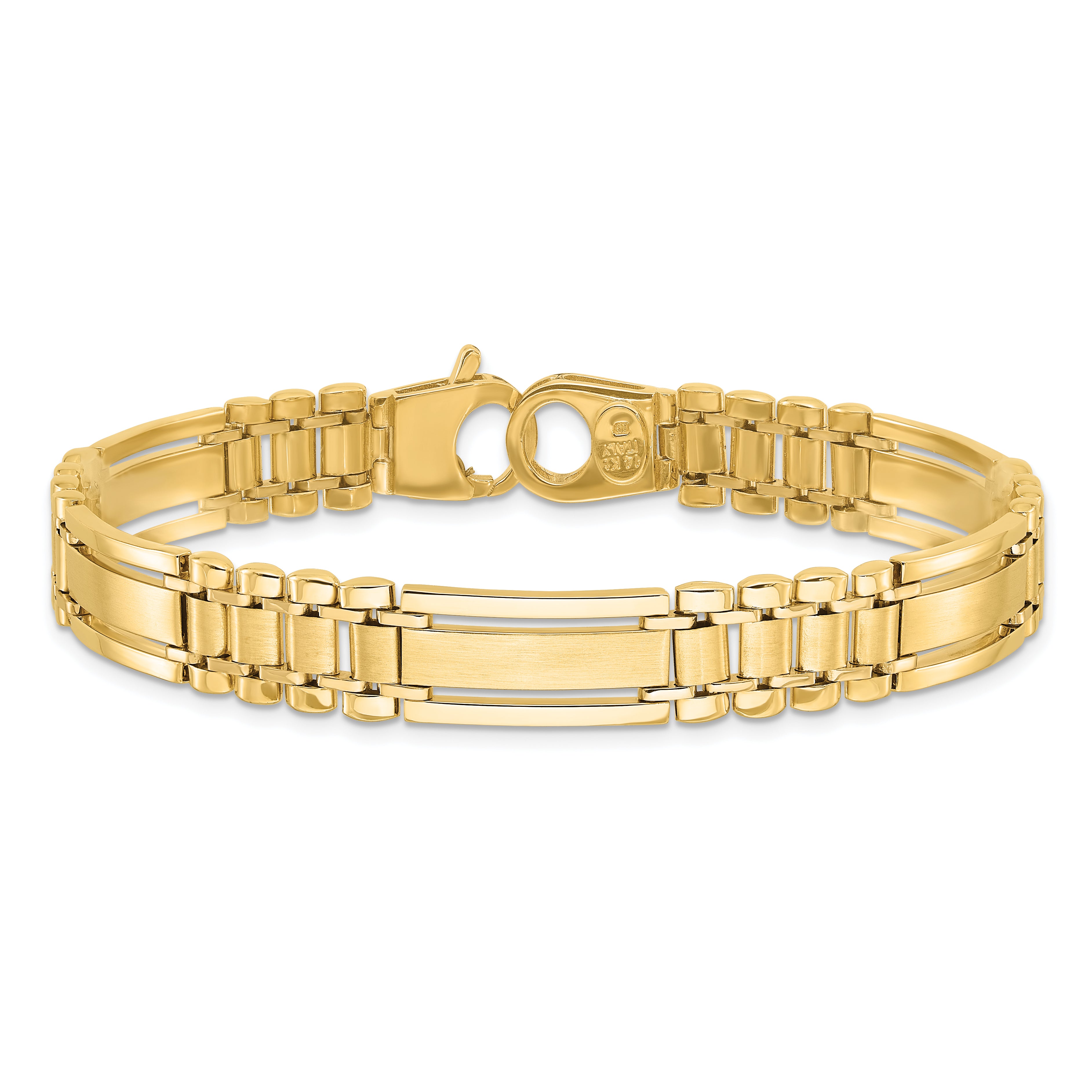 14k Polished and Satin 8.5in Mens Link Bracelet - 8.5