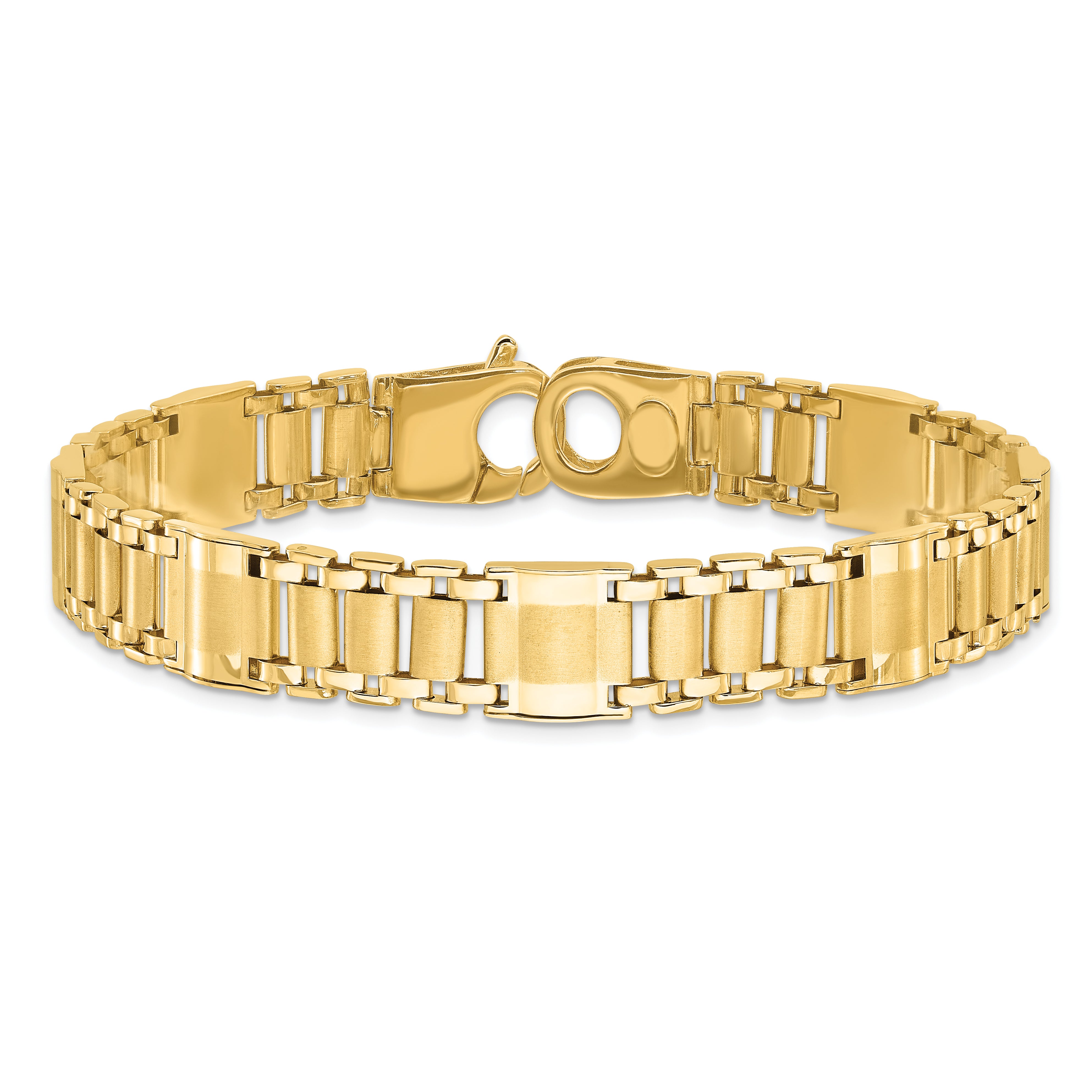 14k Satin & Polished Men's Link Bracelet - 8.5