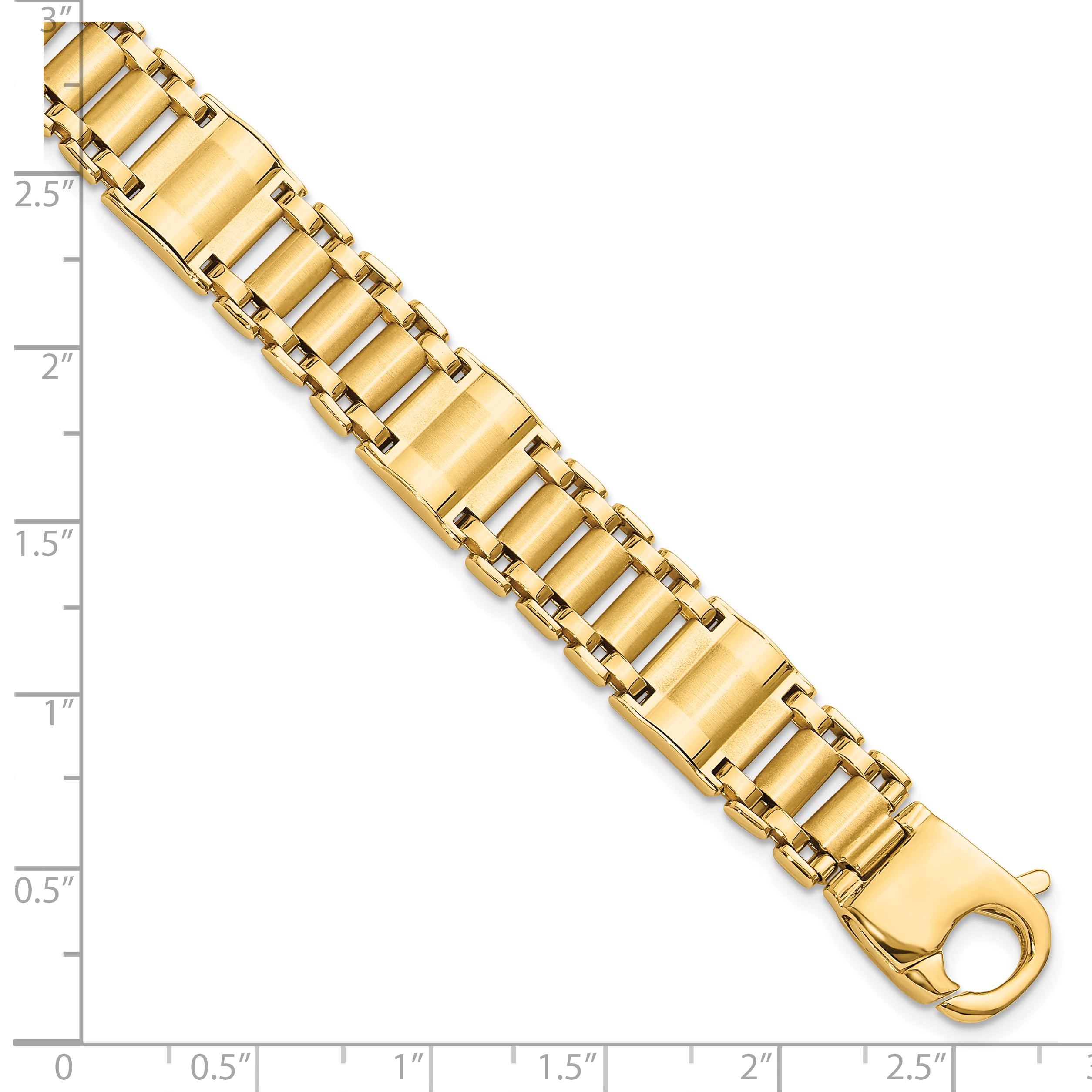 14k Satin & Polished Men's Link Bracelet - 8.5