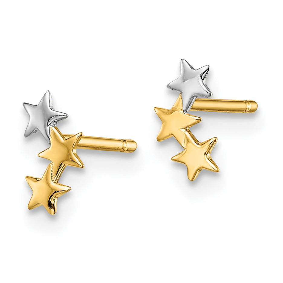14k Madi K & White Rhodium 3-Star Post Earrings Secondary image