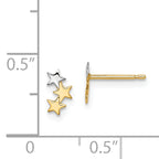 14k Madi K & White Rhodium 3-Star Post Earrings