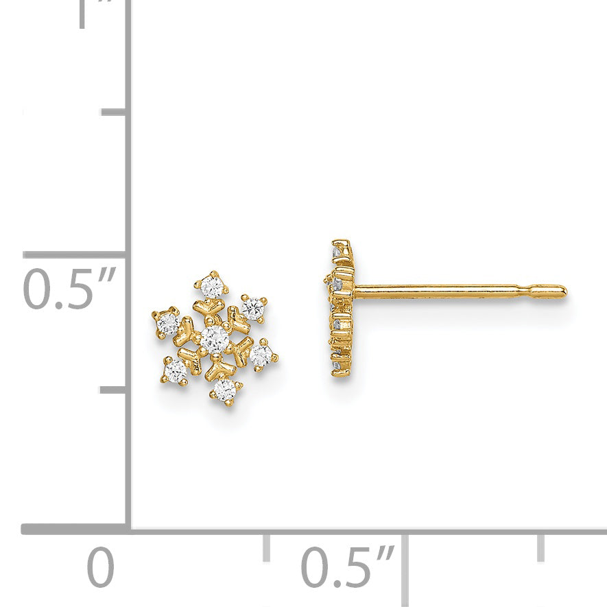 14k Madi K CZ Snowflake Post Earrings