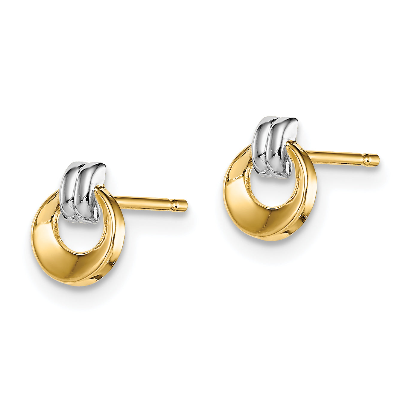 14k w/Rhodium Madi K Circle Post Earrings Secondary image